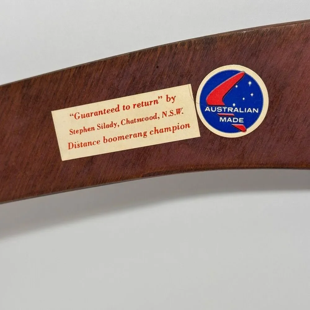 Vintage Wooden Australian Returning Boomerang by Stephen Silady